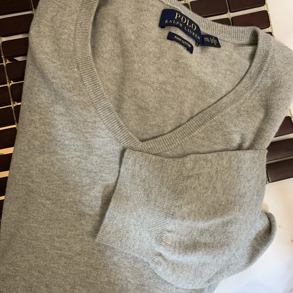 Polo Ralph Lauren Other - Polo Ralph‎ Lauren Men's 2 XL Gray 100% Pima Cotton V-Neck Pullover Sweater